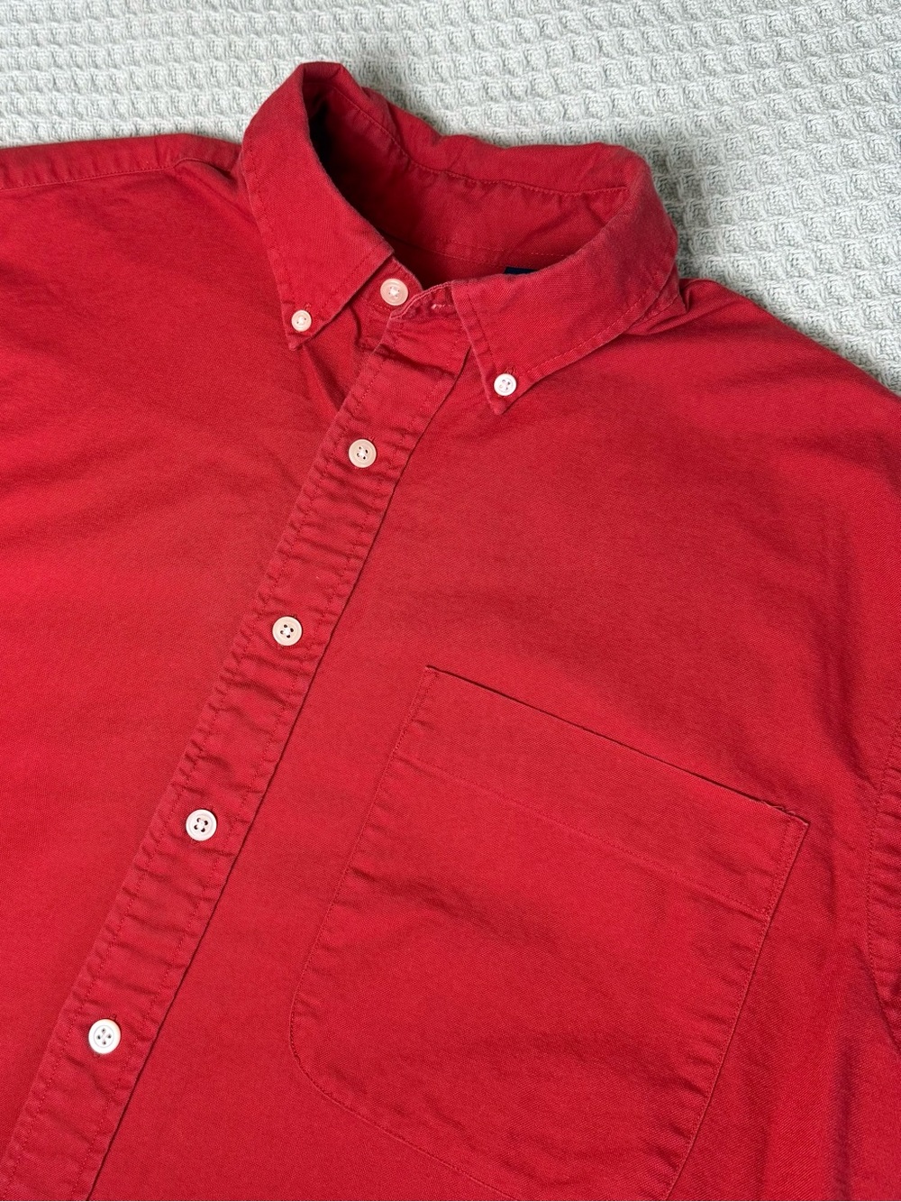 Vintage Lands End Twill Button Down Shirt Mens Large Red 90s Y2K Preppy Classic